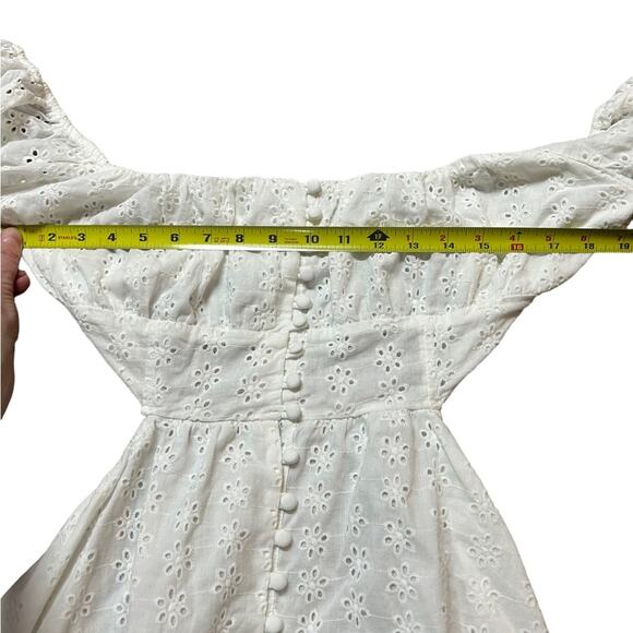 Sabo Luxe white eyelet long sleeve criss cross back dress Size 10 - Picture 10 of 11